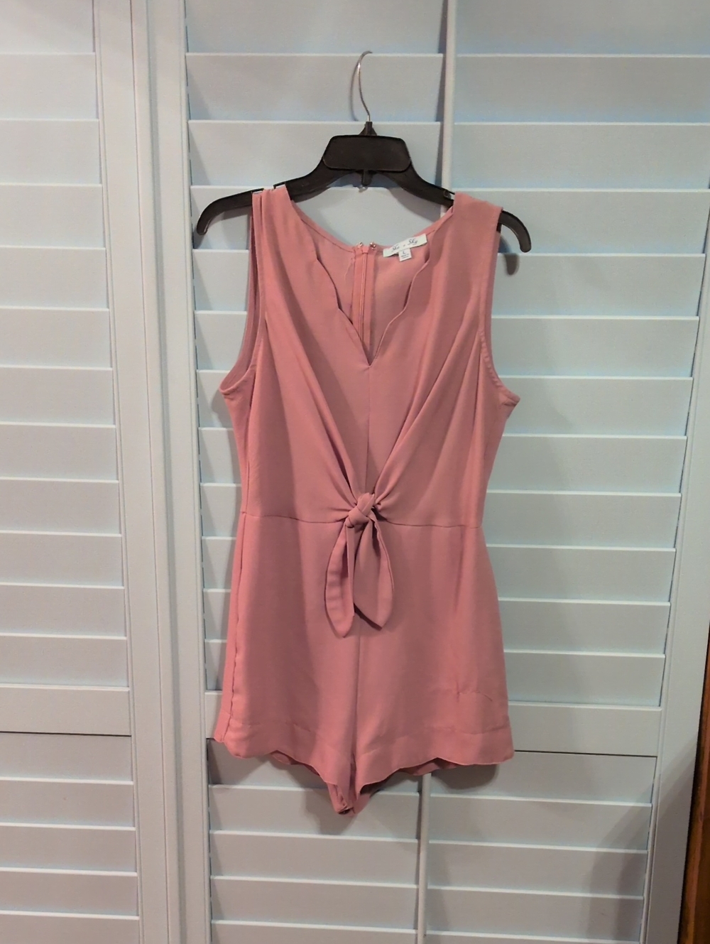 She + Sky Pink Sleeveless Tie-Front Romper